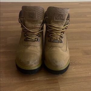 Kith Men’s Tan/Brown Work Boots with Yellow Accent Laces